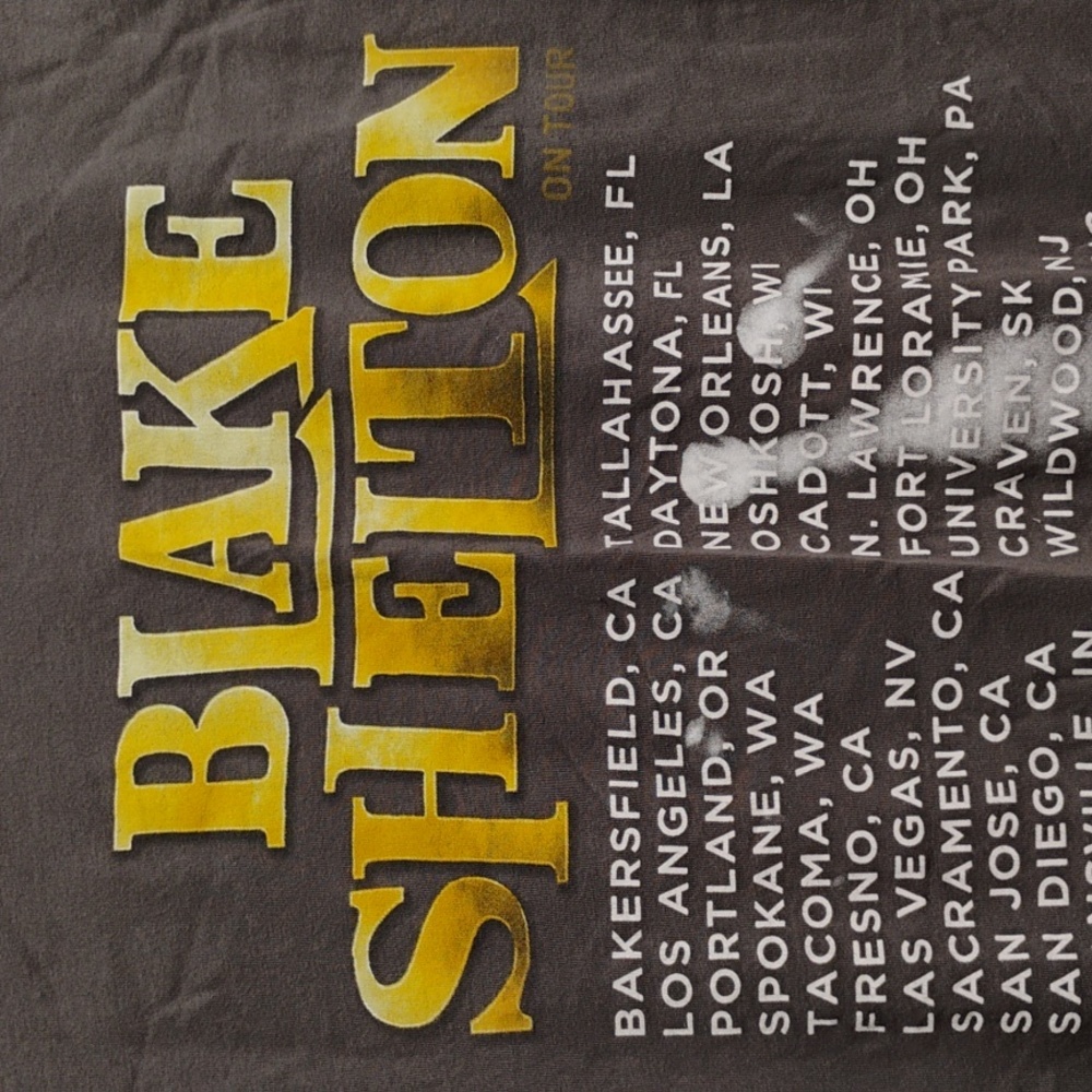 SALE! Blake Shelton Double Sided Gold Concert Band Tee Sz.M Worn 1X (BX29) - Picture 7 of 11